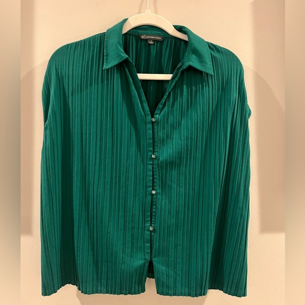 Adrianna Papell Emerald Pleated Blouse